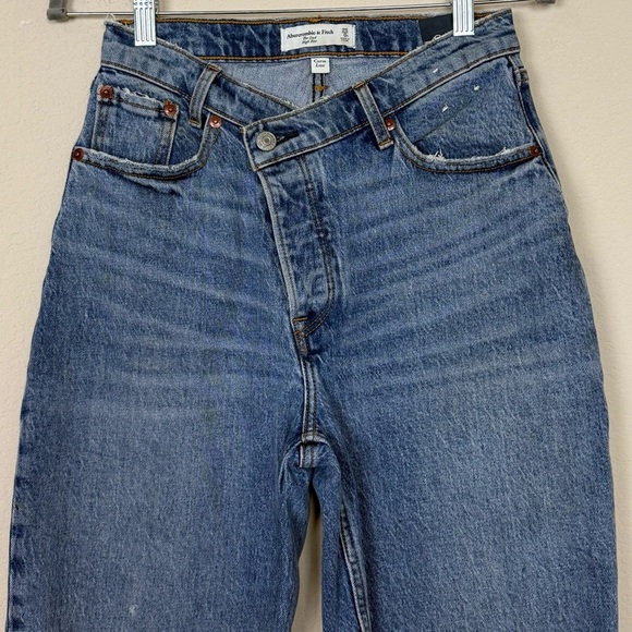 Abercrombie & Fitch Curve Love The Dad High Rise Jean Button Fly Crossover Waist - Picture 3 of 13
